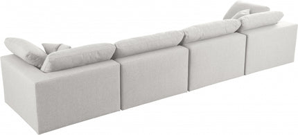 Zenith Linen Deluxe Modular Down Filled Cloud-Like Comfort Overstuffed 158" Sofa Cream