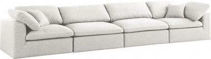 Zenith Linen Deluxe Modular Down Filled Cloud-Like Comfort Overstuffed 158" Sofa Cream