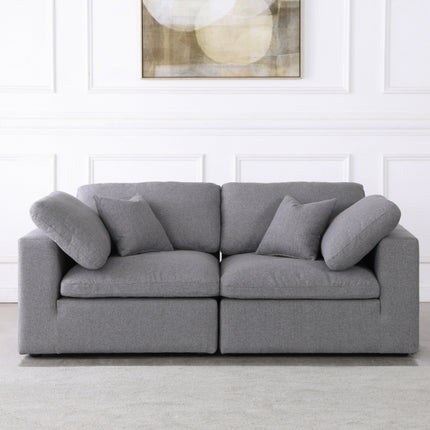 Maryland Linen Deluxe Modular Down Filled Cloud-Like Comfort Overstuffed 80 Sofa Grey