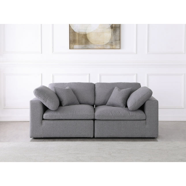 Maryland Linen Deluxe Modular Down Filled Cloud-Like Comfort Overstuffed 80 Sofa Grey