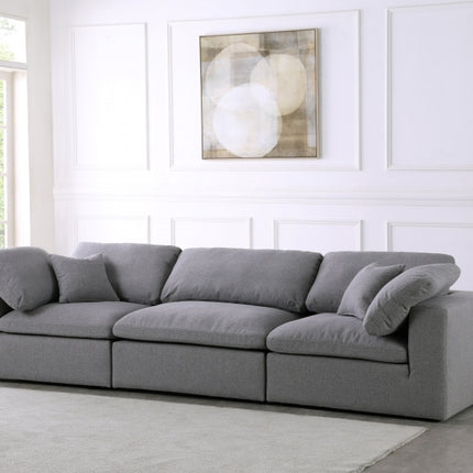 Renn Linen Deluxe Modular Down Filled Cloud-Like Comfort Overstuffed 119" Sofa grey
