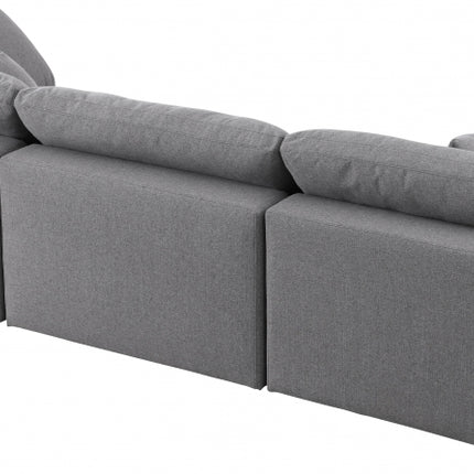 Renn Linen Deluxe Modular Down Filled Cloud-Like Comfort Overstuffed 119" Sofa grey