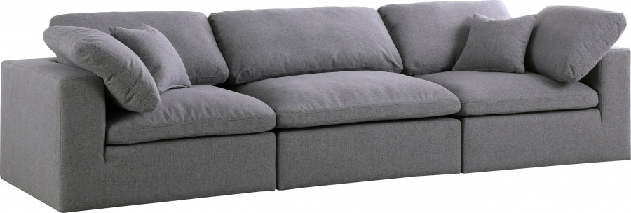 Renn Linen Deluxe Modular Down Filled Cloud-Like Comfort Overstuffed 119" Sofa grey