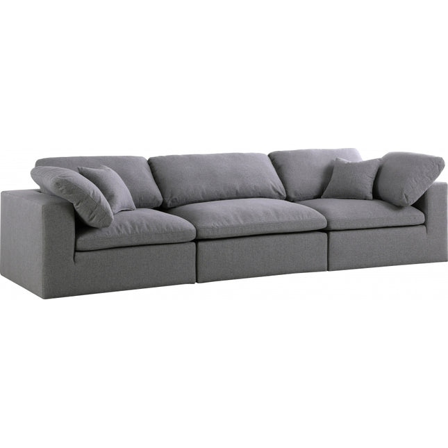 Renn Linen Deluxe Modular Down Filled Cloud-Like Comfort Overstuffed 119" Sofa grey