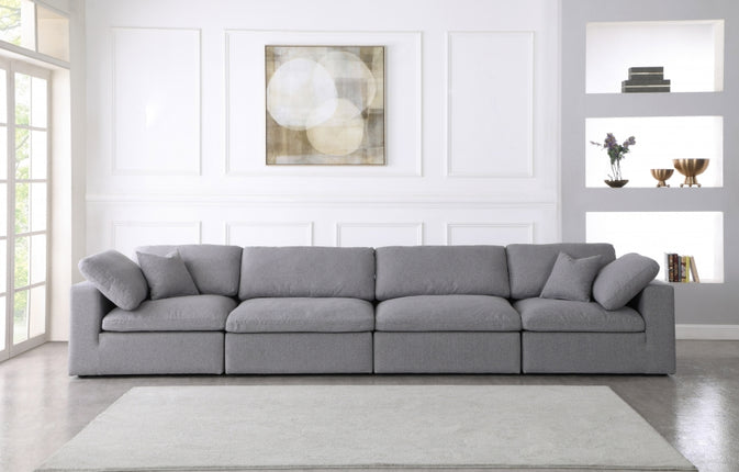 Zenith Linen Deluxe Modular Down Filled Cloud-Like Comfort Overstuffed 158" Sofa Grey