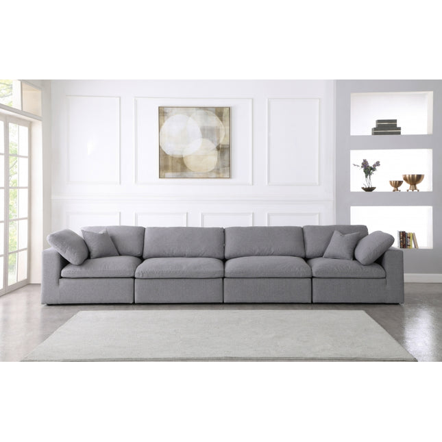 Zenith Linen Deluxe Modular Down Filled Cloud-Like Comfort Overstuffed 158" Sofa Grey