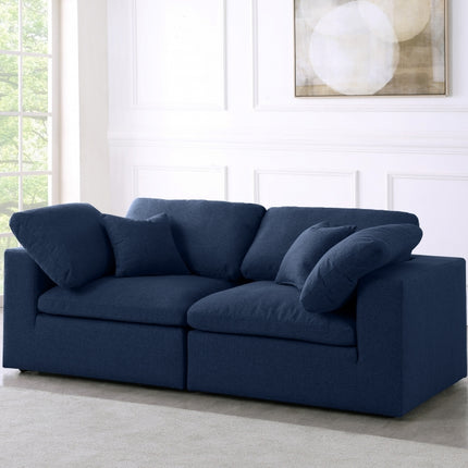 Maryland Linen Deluxe Modular Down Filled Cloud-Like Comfort Overstuffed 80 Sofa Navy