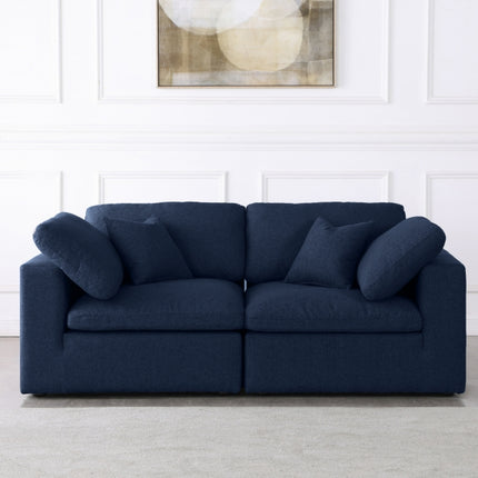 Maryland Linen Deluxe Modular Down Filled Cloud-Like Comfort Overstuffed 80 Sofa Navy