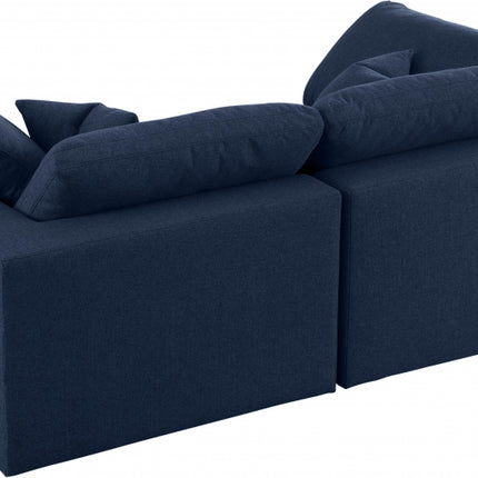 Maryland Linen Deluxe Modular Down Filled Cloud-Like Comfort Overstuffed 80 Sofa Navy