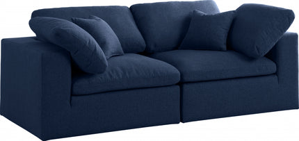 Maryland Linen Deluxe Modular Down Filled Cloud-Like Comfort Overstuffed 80 Sofa Navy