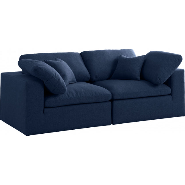 Maryland Linen Deluxe Modular Down Filled Cloud-Like Comfort Overstuffed 80 Sofa Navy