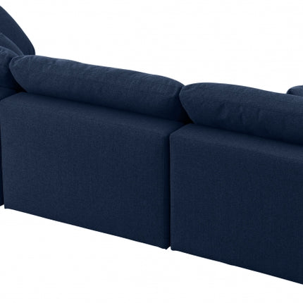 Renn Linen Deluxe Modular Down Filled Cloud-Like Comfort Overstuffed 119" Sofa blue