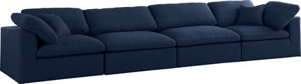 Zenith Linen Deluxe Modular Down Filled Cloud-Like Comfort Overstuffed 158" Sofa Navy