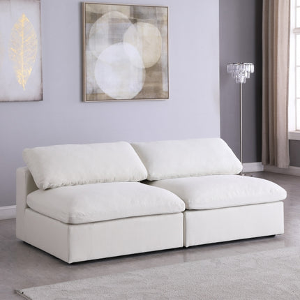 Jettie Linen Deluxe Modular Down Filled Cloud-Like Comfort Overstuffed 78" Armless Sofa Cream