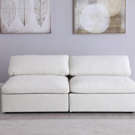 Jettie Linen Deluxe Modular Down Filled Cloud-Like Comfort Overstuffed 78" Armless Sofa Cream