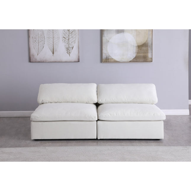 Jettie Linen Deluxe Modular Down Filled Cloud-Like Comfort Overstuffed 78" Armless Sofa Cream