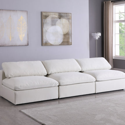 Avignon Linen Deluxe Modular Down Filled Cloud-Like Comfort Overstuffed 117" Armless Sofa cream