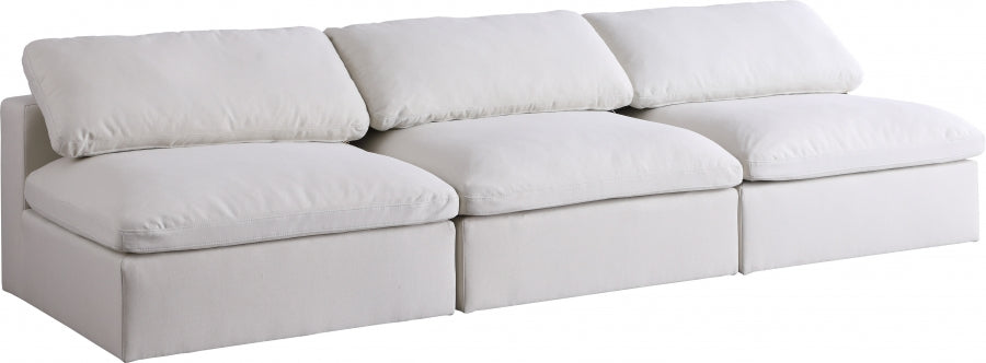 Avignon Linen Deluxe Modular Down Filled Cloud-Like Comfort Overstuffed 117" Armless Sofa cream