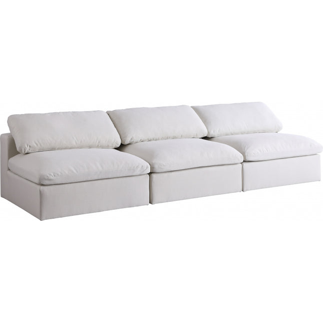 Avignon Linen Deluxe Modular Down Filled Cloud-Like Comfort Overstuffed 117" Armless Sofa cream
