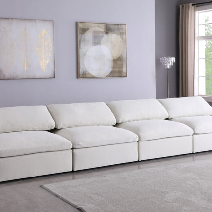 Kace Linen Deluxe Modular Down Filled Cloud-Like Comfort Overstuffed 156" Armless Sofa Creme