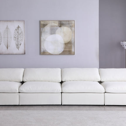 Kace Linen Deluxe Modular Down Filled Cloud-Like Comfort Overstuffed 156" Armless Sofa Creme