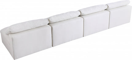 Kace Linen Deluxe Modular Down Filled Cloud-Like Comfort Overstuffed 156" Armless Sofa Creme