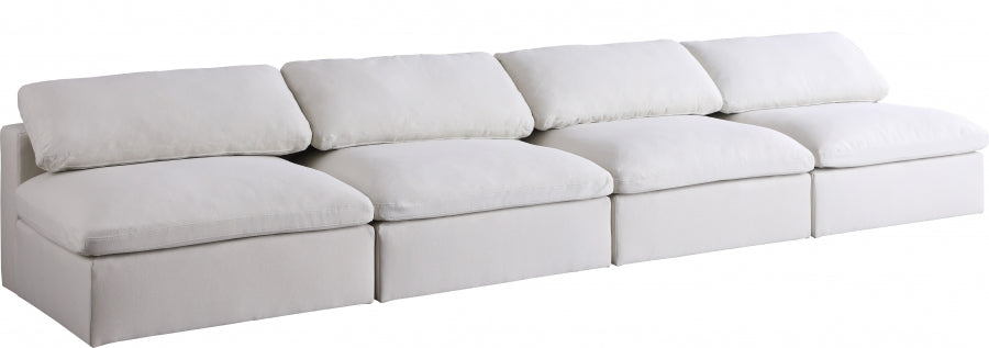Kace Linen Deluxe Modular Down Filled Cloud-Like Comfort Overstuffed 156" Armless Sofa Creme