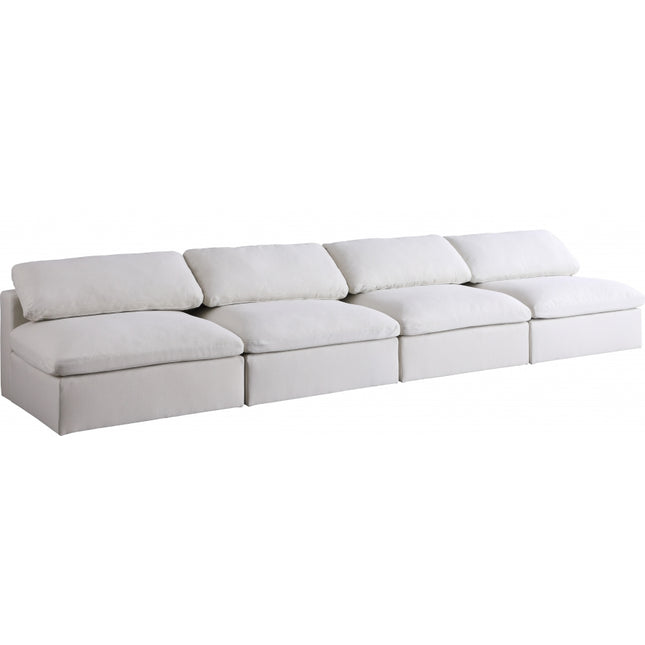 Kace Linen Deluxe Modular Down Filled Cloud-Like Comfort Overstuffed 156" Armless Sofa Creme
