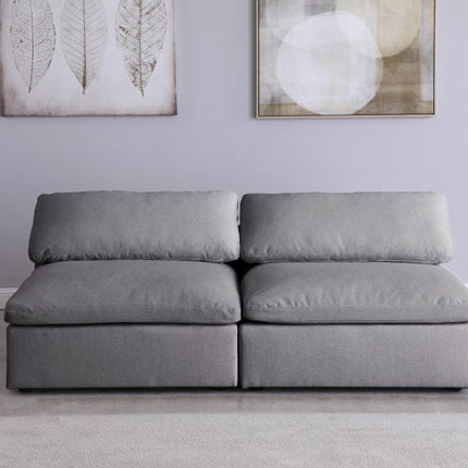 Jettie Linen Deluxe Modular Down Filled Cloud-Like Comfort Overstuffed 78" Armless Sofa Grey