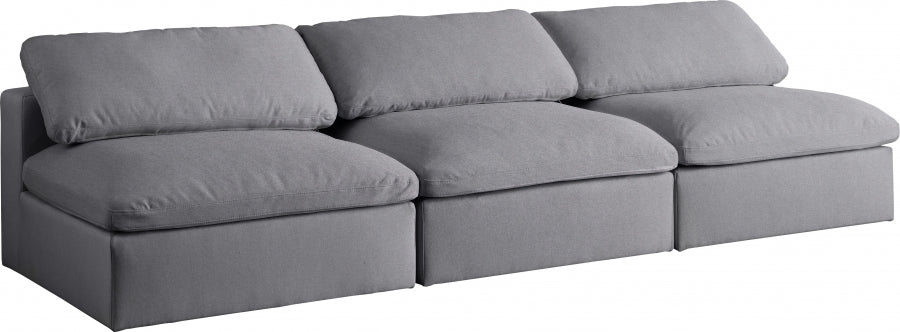 Avignon Linen Deluxe Modular Down Filled Cloud-Like Comfort Overstuffed 117" Armless Sofa grey