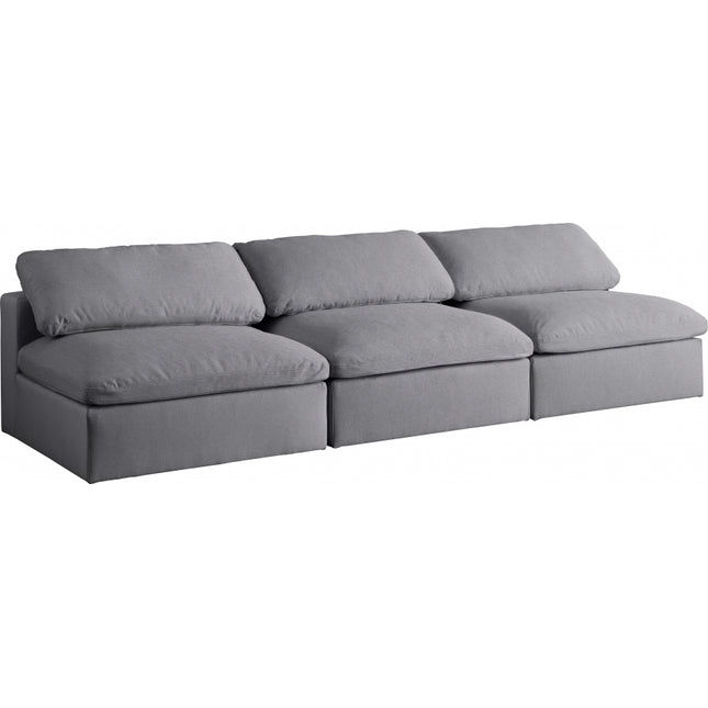 Avignon Linen Deluxe Modular Down Filled Cloud-Like Comfort Overstuffed 117" Armless Sofa grey