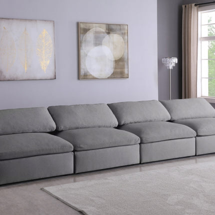 Kace Linen Deluxe Modular Down Filled Cloud-Like Comfort Overstuffed 156" Armless Sofa Grey