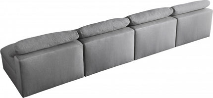 Kace Linen Deluxe Modular Down Filled Cloud-Like Comfort Overstuffed 156" Armless Sofa Grey