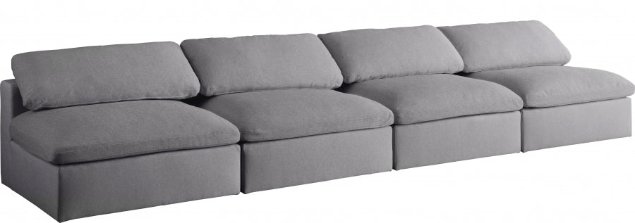 Kace Linen Deluxe Modular Down Filled Cloud-Like Comfort Overstuffed 156" Armless Sofa Grey