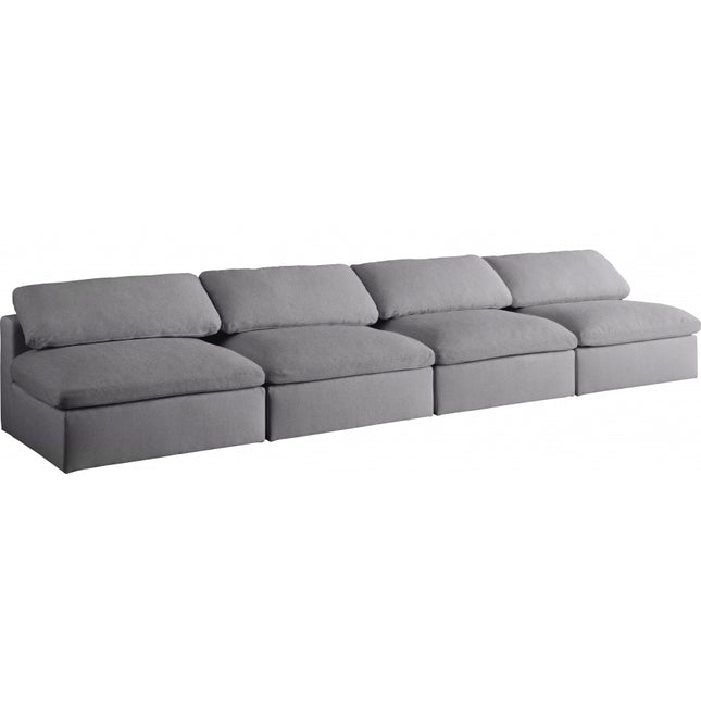 Kace Linen Deluxe Modular Down Filled Cloud-Like Comfort Overstuffed 156" Armless Sofa Grey