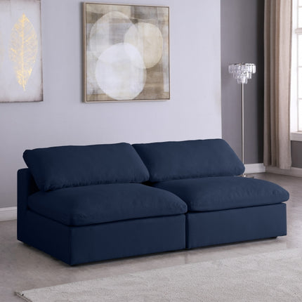 Jettie Linen Deluxe Modular Down Filled Cloud-Like Comfort Overstuffed 78" Armless Sofa Navy