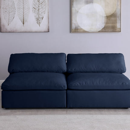 Jettie Linen Deluxe Modular Down Filled Cloud-Like Comfort Overstuffed 78" Armless Sofa Navy