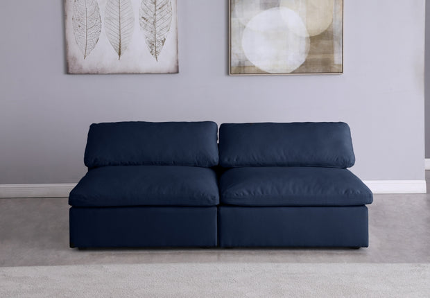 Jettie Linen Deluxe Modular Down Filled Cloud-Like Comfort Overstuffed 78" Armless Sofa Navy