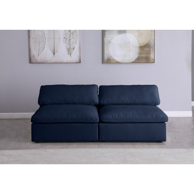 Jettie Linen Deluxe Modular Down Filled Cloud-Like Comfort Overstuffed 78" Armless Sofa Navy