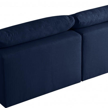 Jettie Linen Deluxe Modular Down Filled Cloud-Like Comfort Overstuffed 78" Armless Sofa Navy