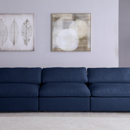 Avignon Linen Deluxe Modular Down Filled Cloud-Like Comfort Overstuffed 117" Armless Sofa blue