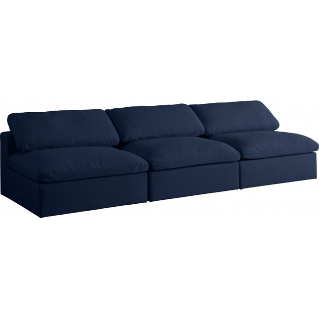 Avignon Linen Deluxe Modular Down Filled Cloud-Like Comfort Overstuffed 117" Armless Sofa blue