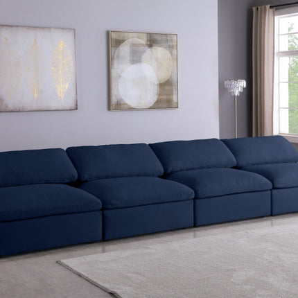 Kace Linen Deluxe Modular Down Filled Cloud-Like Comfort Overstuffed 156" Armless Sofa Navy