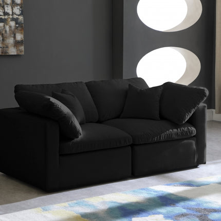 Kamren Velvet Standard Modular Down Filled Cloud-Like Comfort Overstuffed 70" Sofa black