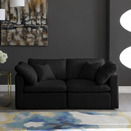 Kamren Velvet Standard Modular Down Filled Cloud-Like Comfort Overstuffed 70" Sofa black