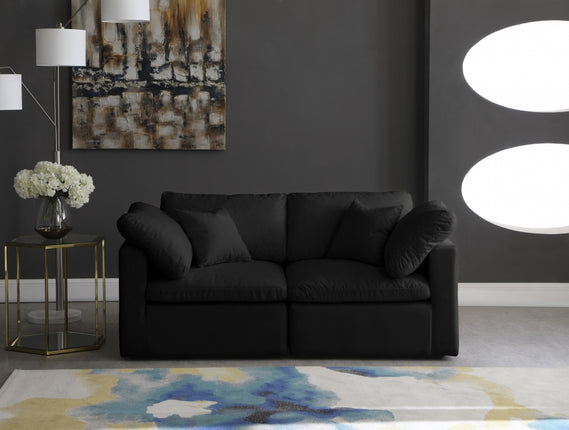 Kamren Velvet Standard Modular Down Filled Cloud-Like Comfort Overstuffed 70" Sofa black