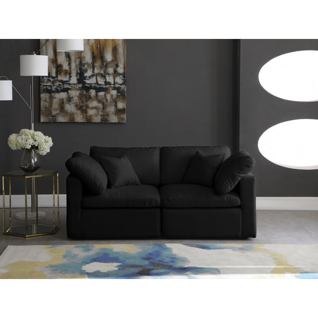 Kamren Velvet Standard Modular Down Filled Cloud-Like Comfort Overstuffed 70" Sofa black