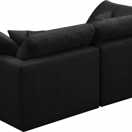 Kamren Velvet Standard Modular Down Filled Cloud-Like Comfort Overstuffed 70" Sofa black