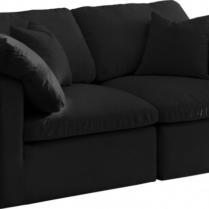 Kamren Velvet Standard Modular Down Filled Cloud-Like Comfort Overstuffed 70" Sofa black