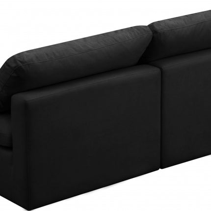 Gus Velvet Standard Modular Down Filled Cloud-Like Comfort Overstuffed 70" Armless Sofa Black